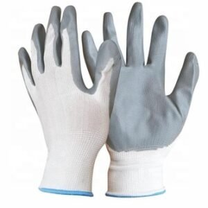 GUANTES DE POLIESTER CON NITRILO COLOR BLANCO CON GRIS #9, MARCA CABEL, MODELO 03-0502-0202-09