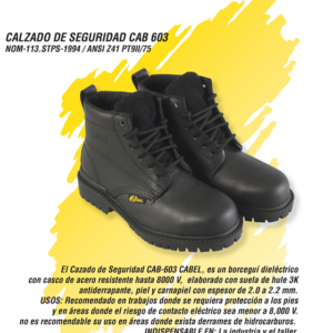 CALZADO DE SEGURIDAD COLOR NEGRO #11, MARCA CABEL, MODELO 03-0609-0101-29