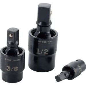 JUEGO DE JUNTAS UNIVERSALES DE IMPACTO, OXIDO NEGRO DE 1/4", 3/8" Y 1/2", MARCA CRAFTSMAN, MODELO CMMT57569