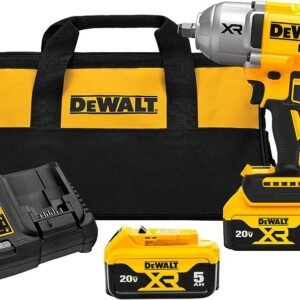 KIT DE LLAVE DE IMPACTO DE 1/2" INALAMBRICA 20V, ALTO TORQUE, 1400 LBS-PIE, MARCA DEWALT, MODELO DCF900P2: 2 BAT 5AH + CARG + BOLSO
