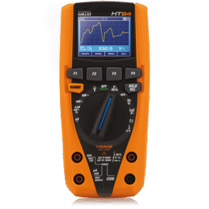 MULTIMETRO DIGITAL TRMS / AC+DC CON PANTALLA LCD EN COLOR, MARCA HTI, MODELO 64