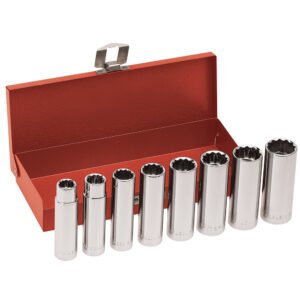 JUEGO DE CUBOS LARGOS DE 1/2" DE 8 PIEZAS, DE 1/2" A 15/16", DE MARCA KLEIN TOOLS, MODELO 65514