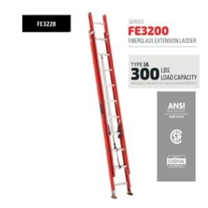 ESCALERA DE EXTENSION DE 28 PIES, FIBRA DE VIDRIO, 300 LB. MARCA LOUISVILLE