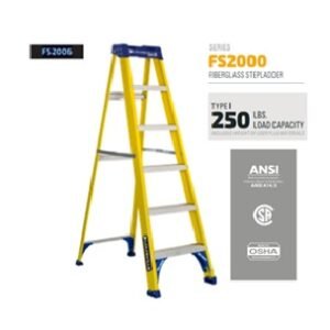 ESCALERA TIPO A DE 6 PIES, FIBRA DE VIDRIO, 250 LB. MARCA LOUISVILLE
