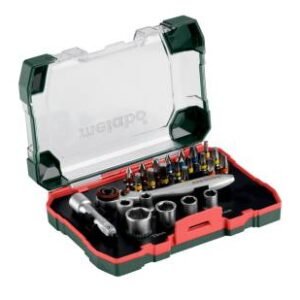 JUEGO DE PUNTAS Y RACTH DE 26 PIEZAS, MARCA METABO, MODELO 626701000