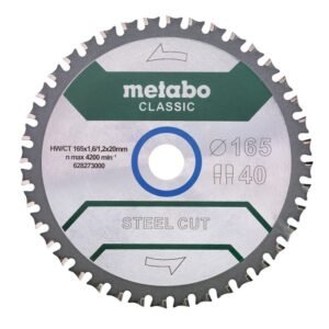 DISCO PARA SIERRA DE 6-1/2" 40T, STEEL CUT 165X20 D40, MARCA METABO, MODEL0 O0 628273000