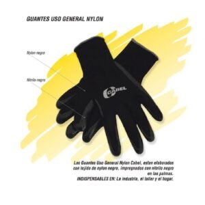GUANTES DE NYLON CON NITRILO COLOR NEGRO #8, MARCA CABEL, MODELO 03-0502-0201-08