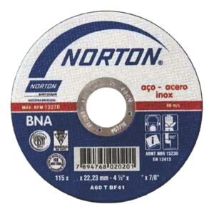 DISCO PARA CORTE DE METAL DE 4-1/2"X1/8"X7/8", CENTRO PLANO, MARCA NORTON, MODELO 150447