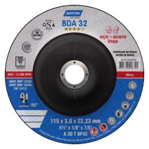 DISCO PARA CORTE DE METAL DE 7"X1/8"X7/8", CENTRO PLANO, MARCA NORTON, MODELO 150516