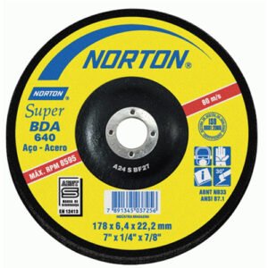 DISCO PARA DESBASTE DE METAL DE 4-1/2"X1/4"X7/8", CENTRO DEPRIMIDO, MARCA NORTON, MODELO 152592
